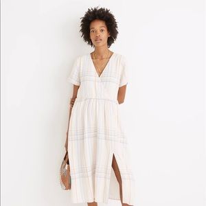 MADEWELL, Linen-Blend Clara Midi Dress in Plaid